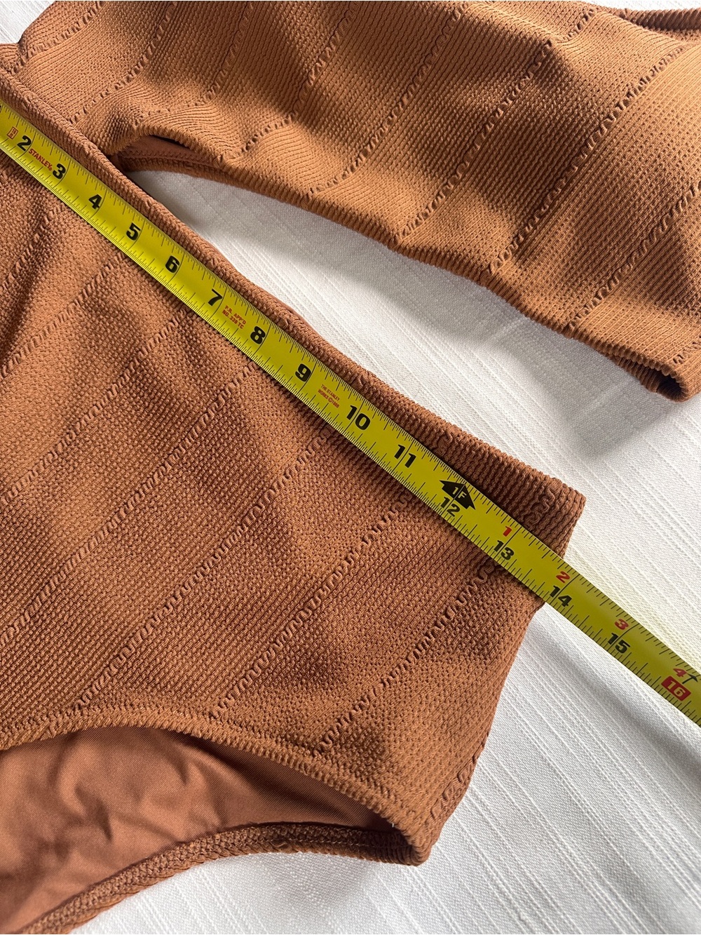 AERIE Cinnamon Crinkle One Shoulder Cut Out One Piece Swimsuit | L NWOT - Picture 10 of 12